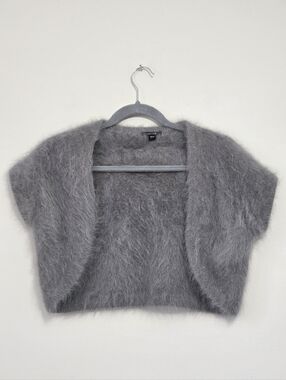 Jacob Cropped Open-front Bolero Shrug Short Cap Sleeves Angora Wool XS/S